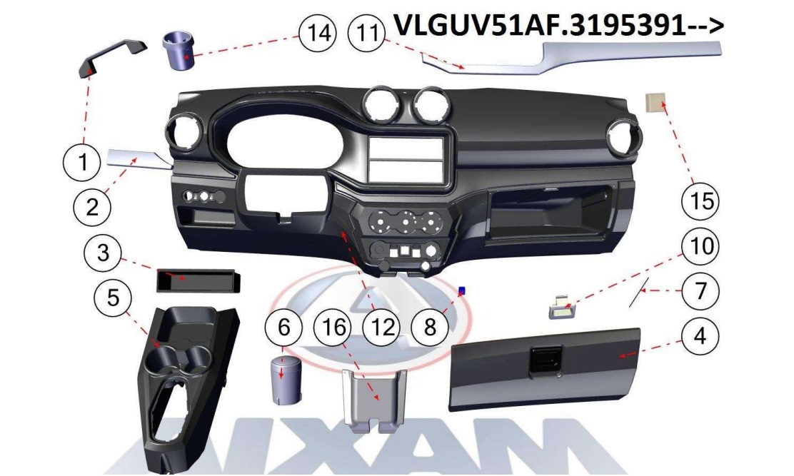 Instrumentbräda, paneldetaljer & förvaringsfack