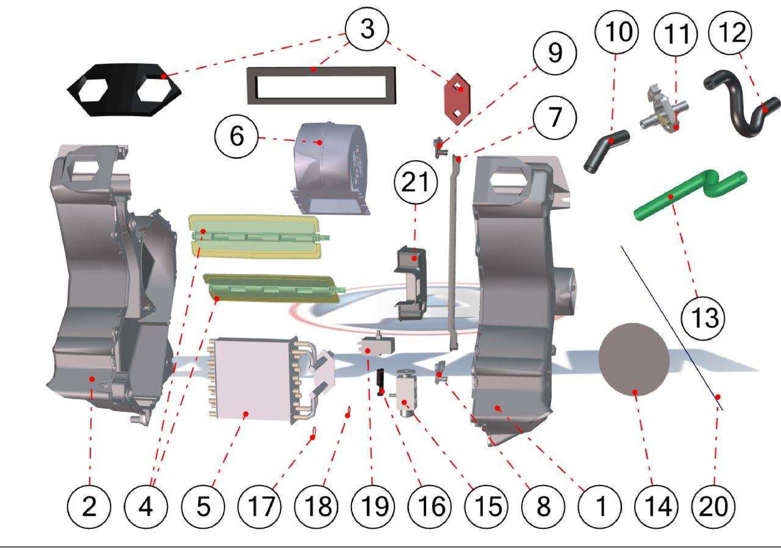 AC-evaporator, expansionsventil & kupékylare