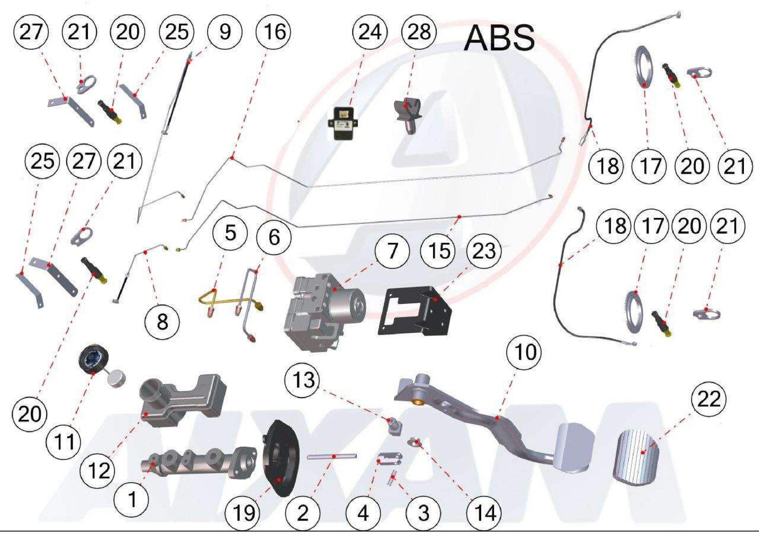 ABS-sensor, ABS-modul & bromssystem ABS