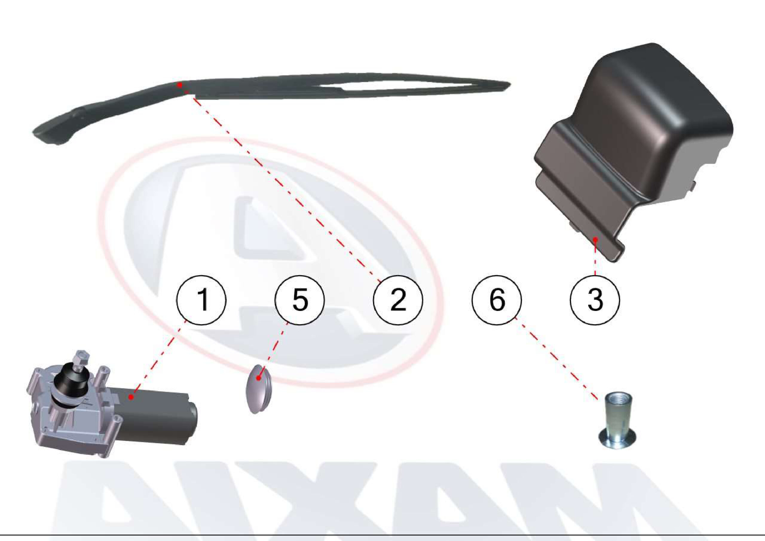 Bakrutetorkare & torkarmotor bak